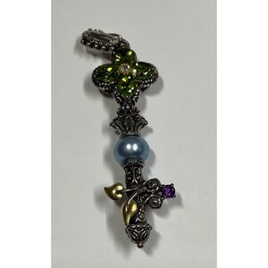 Barbara Bixby Sterling Silver 18K Gold Peridot Pearl Key Enhancer Pendant